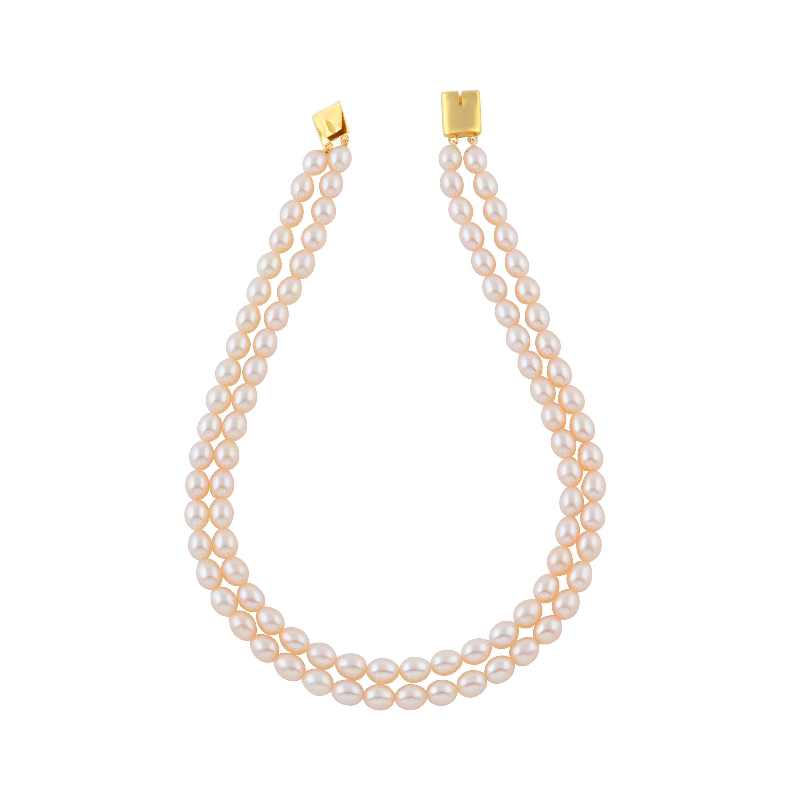 Stylish Double Line White Pearl Necklace - Krishna Jewellers Pearls and Gems